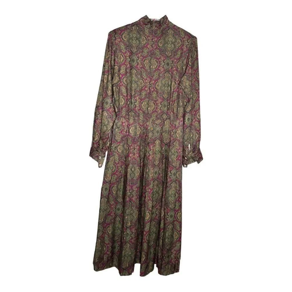 Vintage J.G Hook Purple Paisley A-Line Dress -Size 8